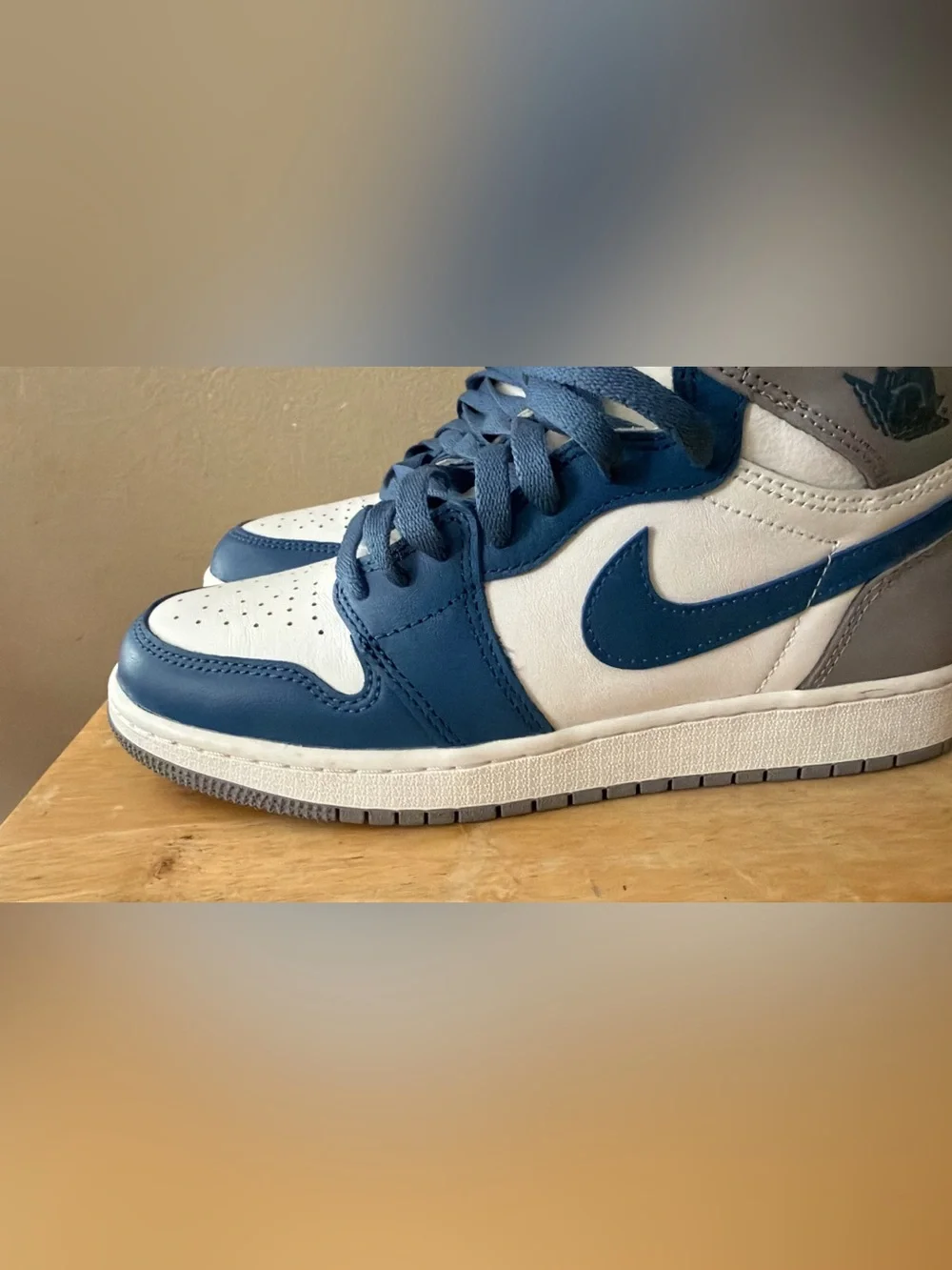 Nike Kids White and Blue High-Top Sneakers
